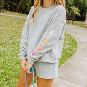 Queen of Sparkles lightning bolt sweatshirt and shorts sweat set GIRLS XL